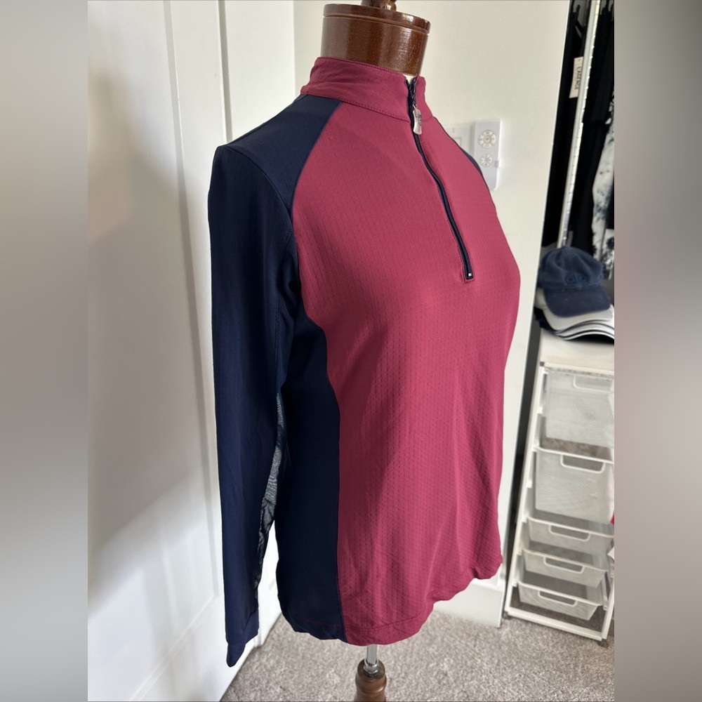 EIS Sun Shirt Womens Medium 1/4 Zip Burgundy Cooling Equestrian Riding Top - Picture 2 of 5